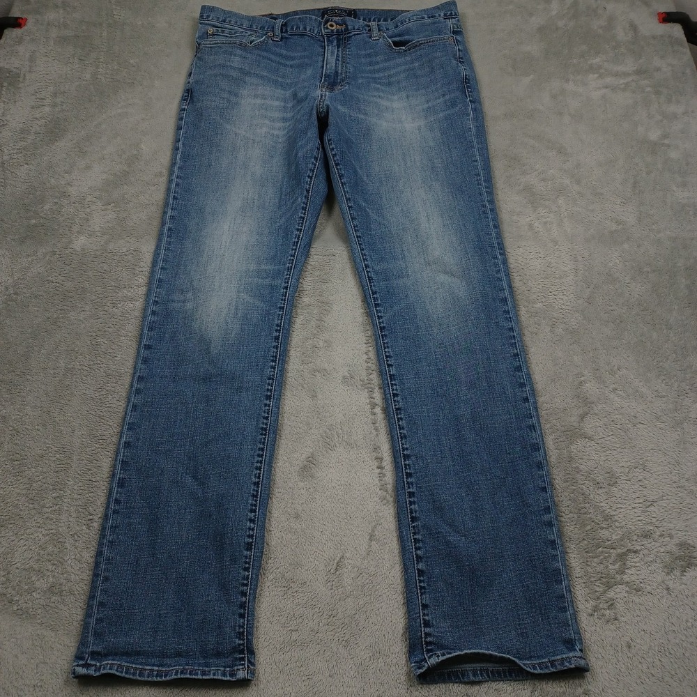 Lucky Brand Jeans Mens 36x34 Blue Denim 410 Athletic Straight Distressed Pockets